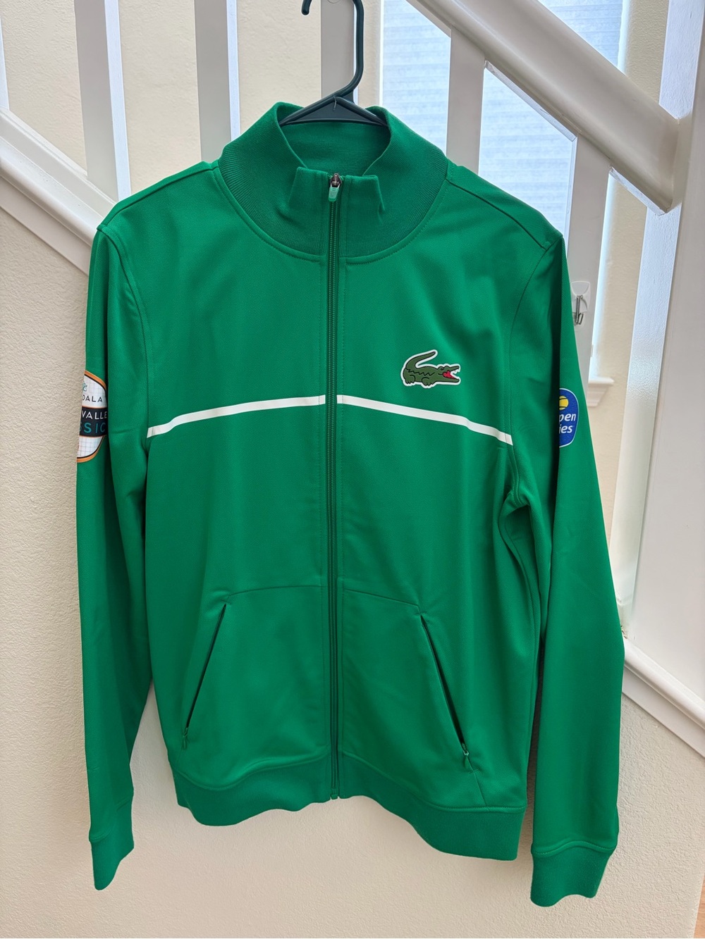 Lacoste Green Track Jacket with White Chest Stripe